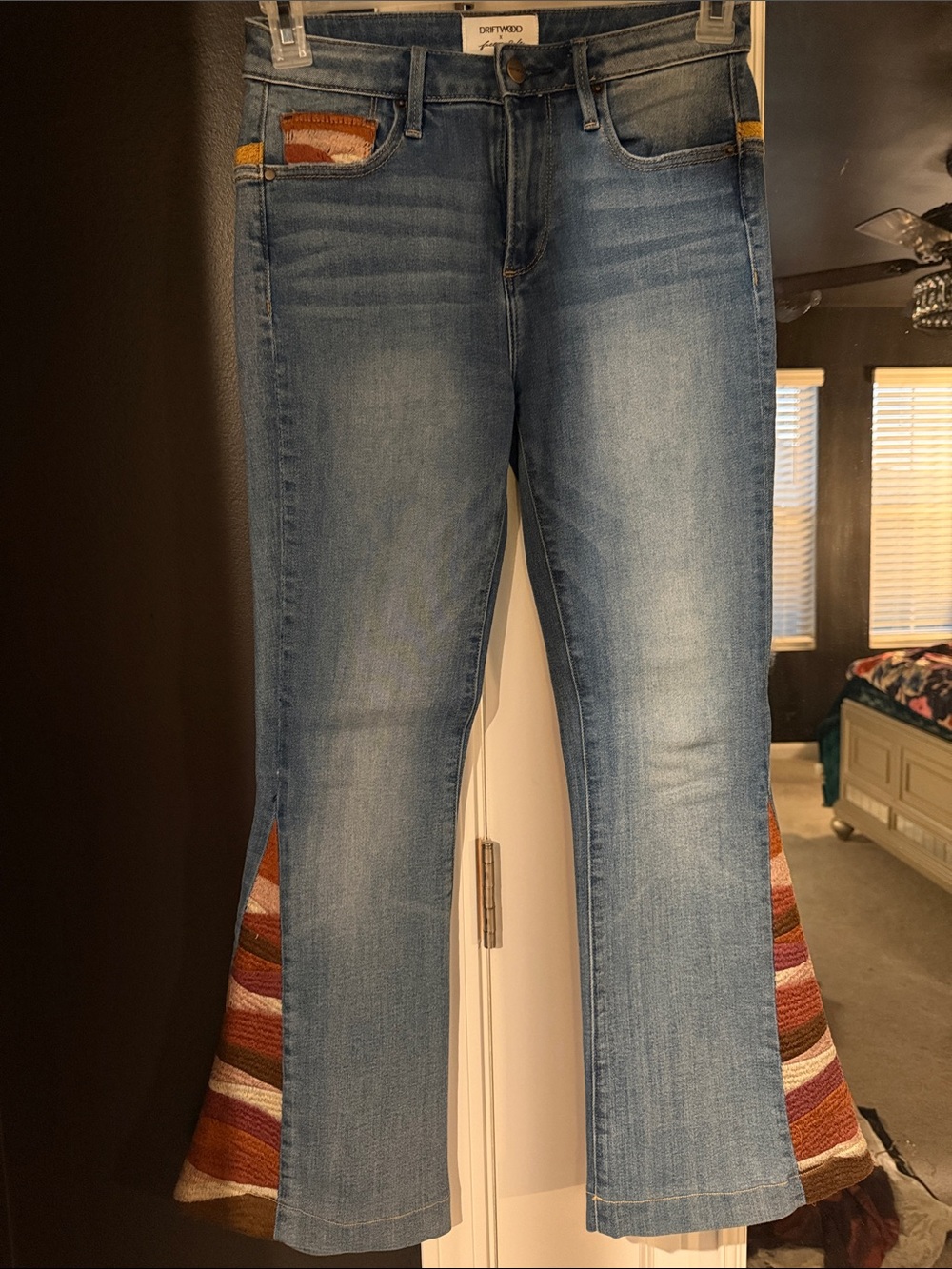 DRIFTWOOD Light Wash Jeans with Striped Flare Panels